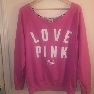 VS Pink Off the Shoulder Crewneck